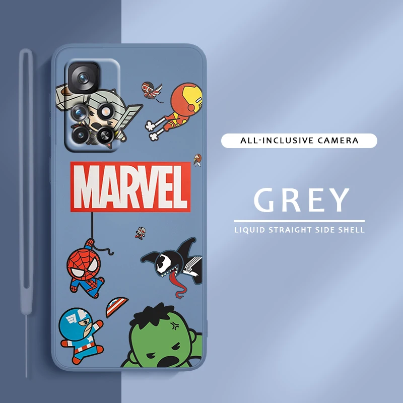 

Marvel Hero Hulk Cartoon For Redmi K60 K50 K40 K30 K20 10C X 9C T AT A 8A 7A Gaming Pro Plus Liquid Rope Silicone Phone Case