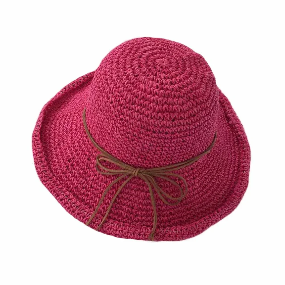 

Vintage Floppy Summer Sun Beach Straw Hats Accessories Wide Brim Foldable