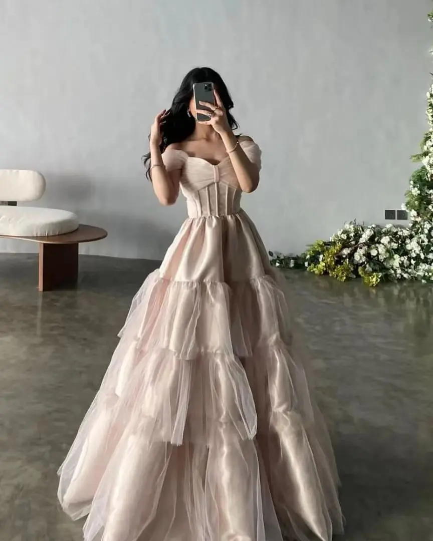 

Sapmae Pink Ball Gown Dresses for Women Special Evening Scalloped Princess Lace Bow Gauze Tiered All Occasion