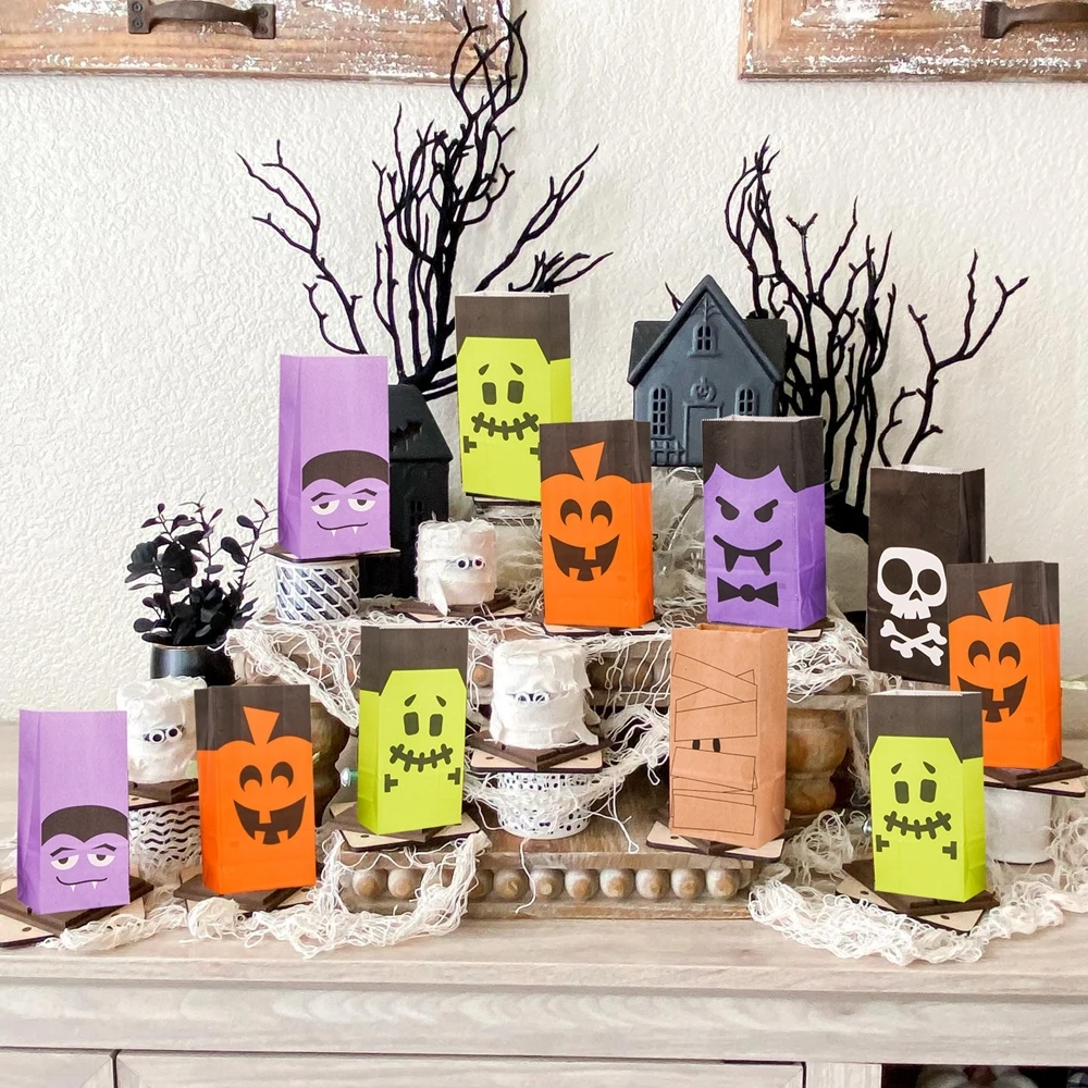Funny Cat Pumpkin Bat Cookie Gift Bags For Halloween Party Gifts Packaging Supplies Trick Bag