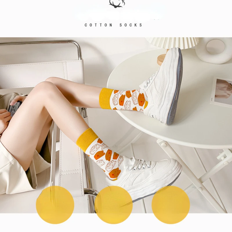 New long tube thickened warm head and terry socks ins wind straight cartoon tide socks