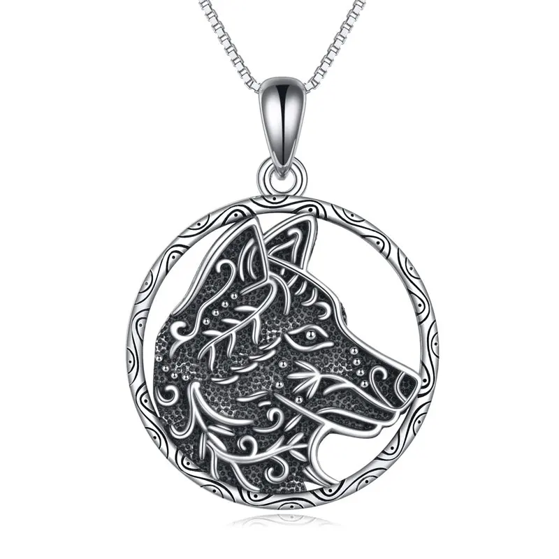 

Necklace for Women Sterling Silver Wolf Pendant Necklace for Mom Grandmother Gift