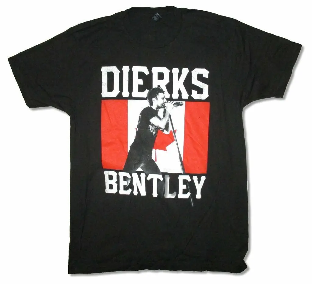 

Dierks Bentley Canadian Flag Tour USA Canada Black T Shirt New Adult