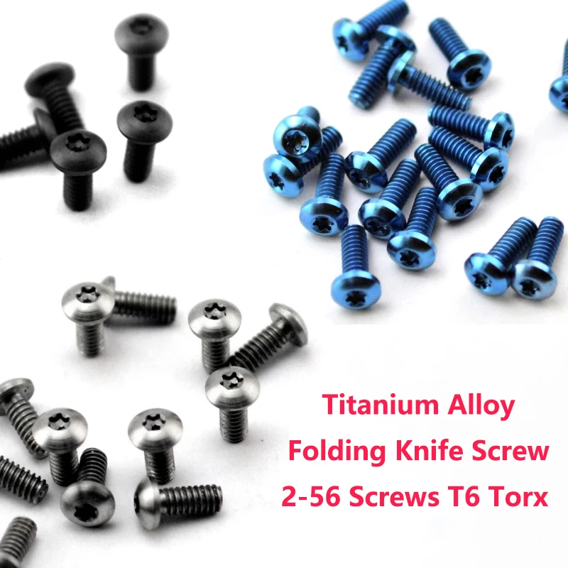 

10pcs Folding Knife Titanium Alloy Screw 2-56 Button Head Pocket Knife Clip Screws Ti T6 Torx Screw Knives Handle Accessories