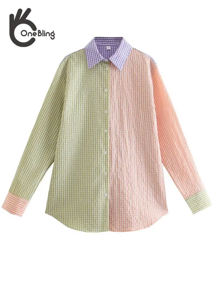 Женская однобортная блузка OneBling повседневная Свободная с длинным рукавом и