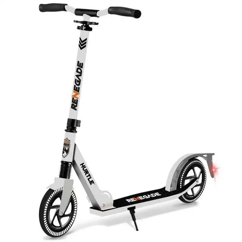 

and Foldable Kick Scooter - Adjustable Scooter for Teens and Adult, Alloy Deck with High Wheels (White)