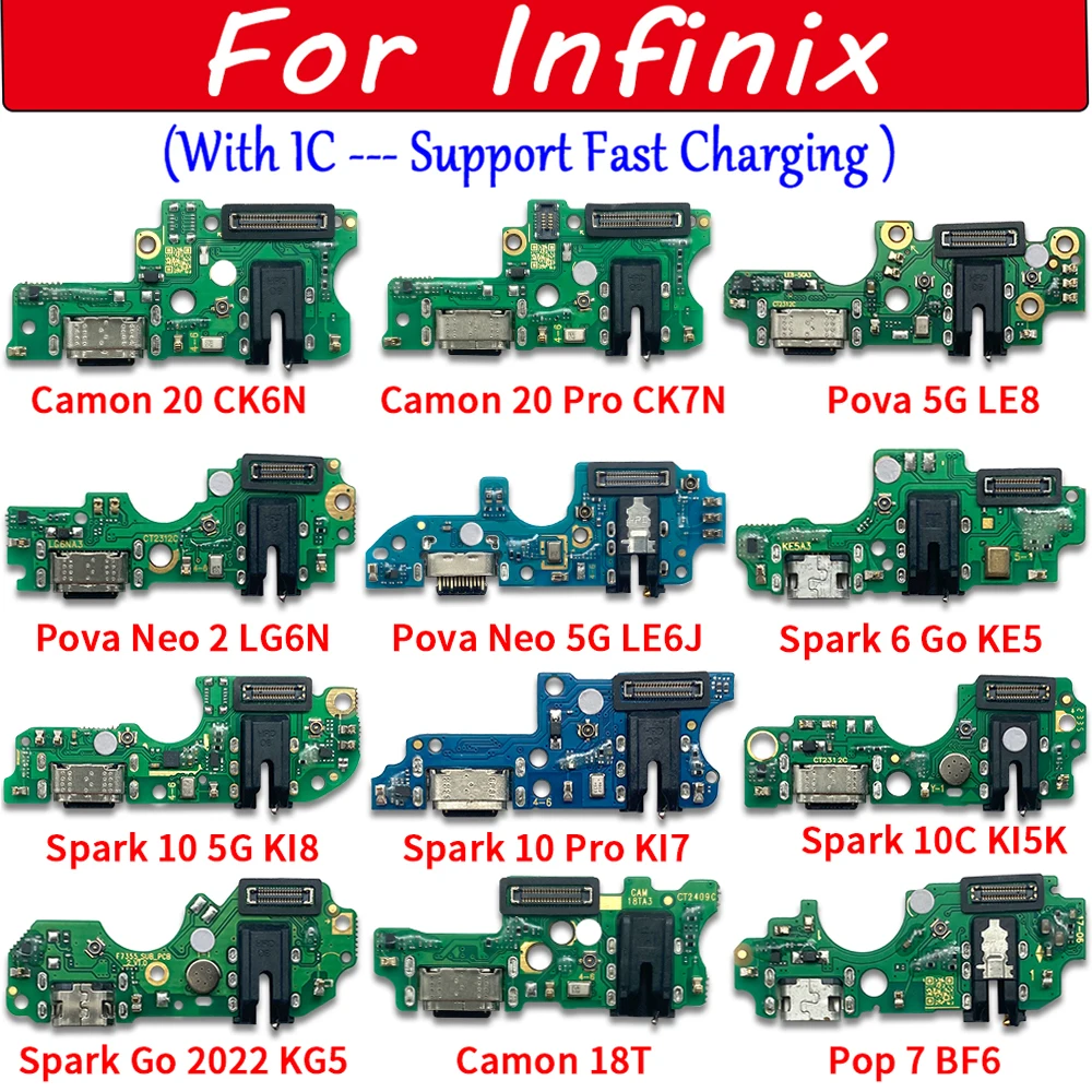 Фото Для Infinix Camon 18T 20 Pro Ck6n Ck7N Tecno Pop 7 BF6 Pova 3 5G Neo 2: USB-разъем для зарядки, порт зарядки, гибкий шлейф микрофона №2
