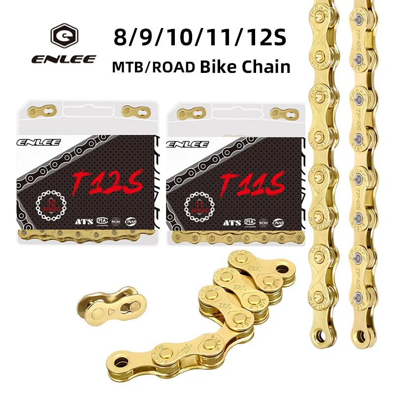 

Enlee Bike Chain 6 7 8 9 10 11 12 Speed Electroplated Bicycle Chain Velocidade Mountain Road Bike MTB Chains Part 116 Links