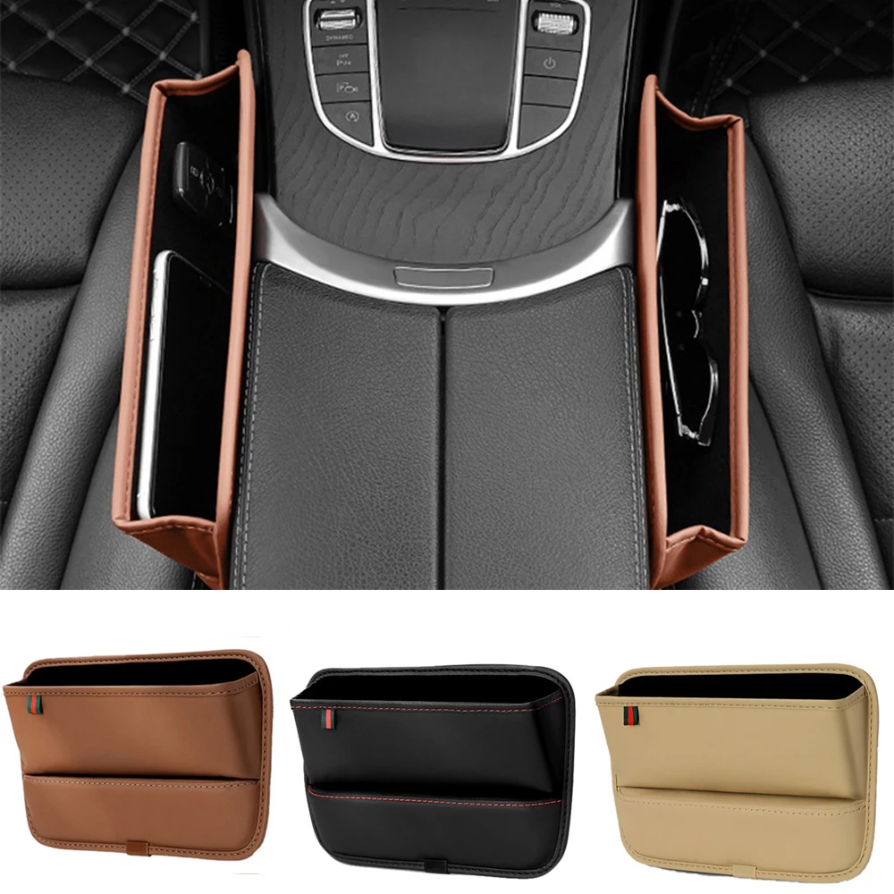 

PU Leather Car Crevice Storge Bag Console Side Seat Gap Filler Front Seat Organize Storage Accessories Auto Universal