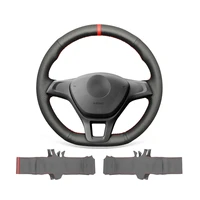 diy custom black genuine leather steering wheel cover for volkswagen golf 7 vii 2015 2020