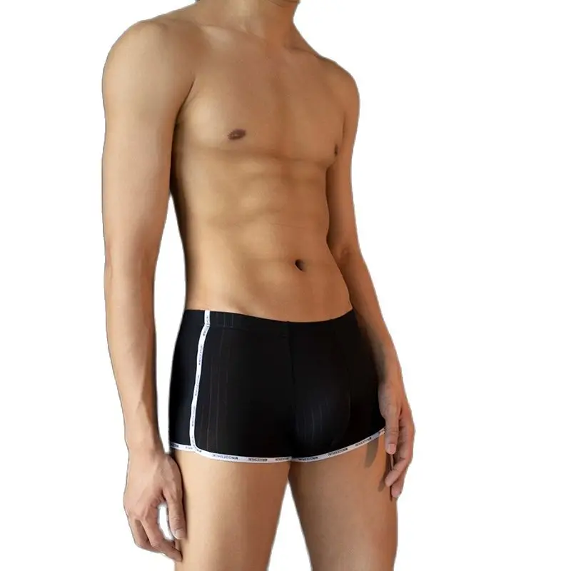 ICOOL 3PCS/Lot Ultra-Thin Antibacterial Traceless Men's Ice Silk Solid Color Sexy U-Convex Design Underwear Boxers Shorts