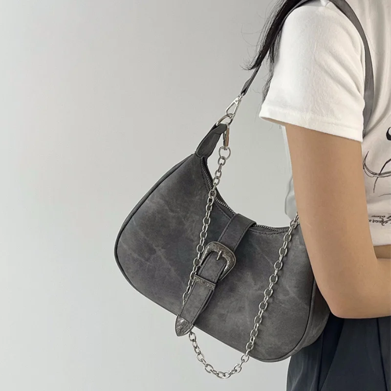 

Женская сумка-хобо под подмышку, высококачественный Женский кошелек с полумесяцем, сумочки, крутая Ретро сумка-тоут на цепочке для девушек, сумки на плечо, 2023