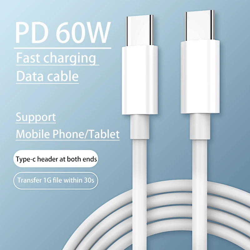 

PD Type C to Type C Cable 60W Fast Charging Cable USB C To USB C Cable For iPad Pro Samsung MacBook Pro Xiaomi Charger USB Cable