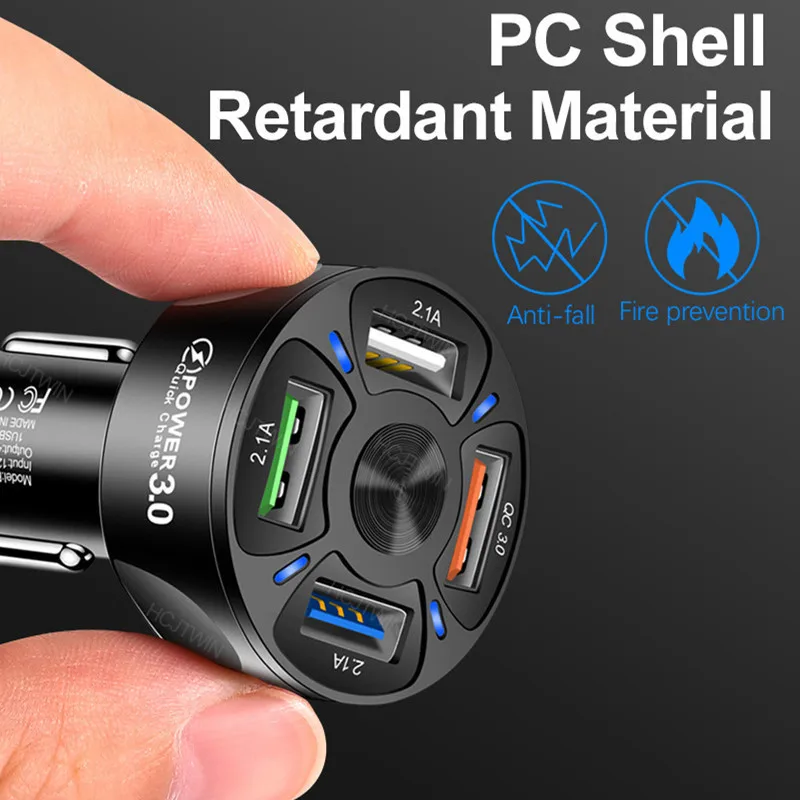 

3A Qc3.0 4usb Car Charger Fast Charging Car Charger One for Four Vehicle-Mounted Mobile Phone Charger