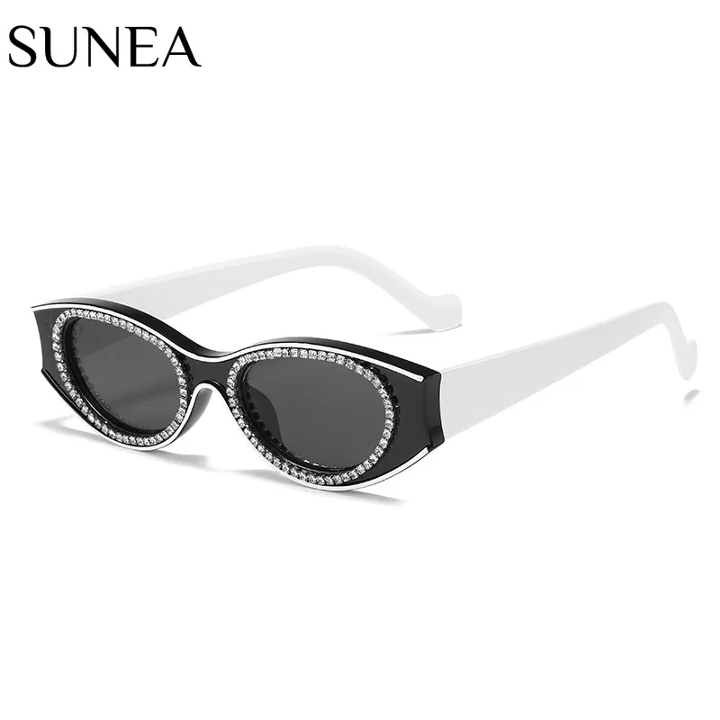 

Women Sunglasses Fashion Oval Sunglass Small Frame Candy Color Sun Glasses Retro Rhinestones UV400 Gradients Shades Eyewear