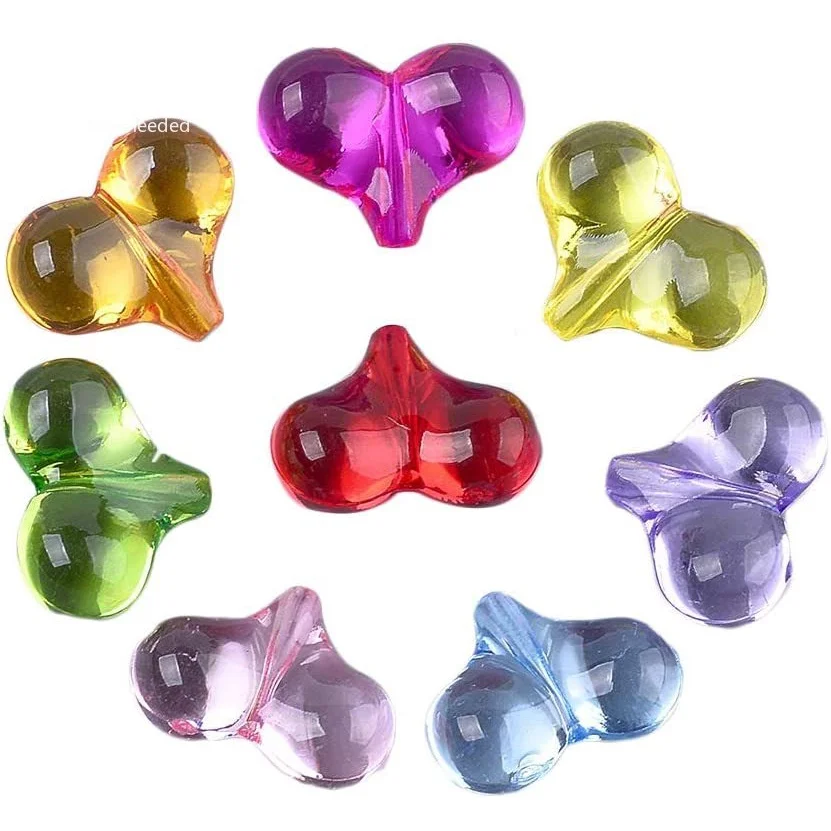 

About 500g Transparent Acrylic Beads Heart Shaped Spacer Beads Mixed Color Loose Beads for DIY Jewelry Making