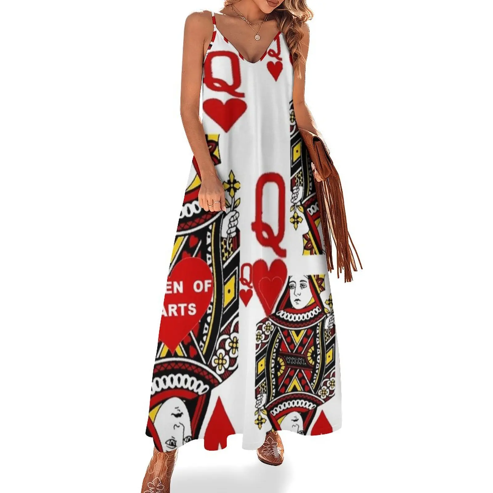 Длинное платье без рукавов HEARTS &amp RED QUEENS CASINO ART женское вечернее роскошное