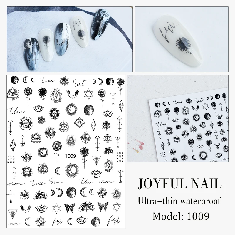 

1PCS Black Star Moon Butterfly Nail Art Sticker Nail Decoration Decal 3D Love Snake Manicure Decal Nail Art Supplies