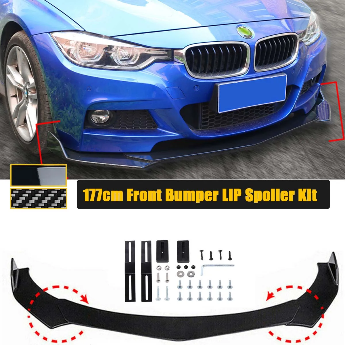 

Universal Front Bumper Lip Spoiler For for BMW E36 E46 E60 E63 E64 E90 E91 E92 E93 Splitter Body Kit Guard Car Accessories 177cm