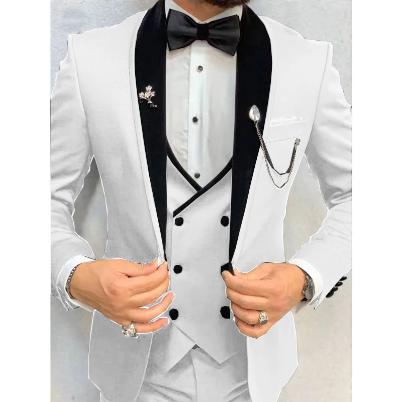 Новый белый мужской костюм из 3 предметов, 2024, приталенный смокинг ...