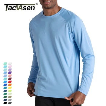 TACVASEN Men's Sun Protection T-shirts Summer UPF 50+ Long Sleeve Performance Quick Dry Breathable Hiking Fish T-shirts UV-Proof 1