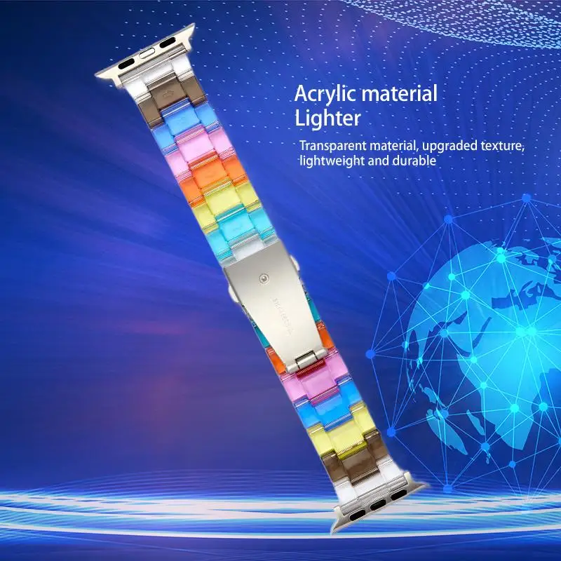

Upgrade Your Style with Rainbow Three Bead Transparent and Resin Straps - Easy to Use for 5 6 7 8 Se Models