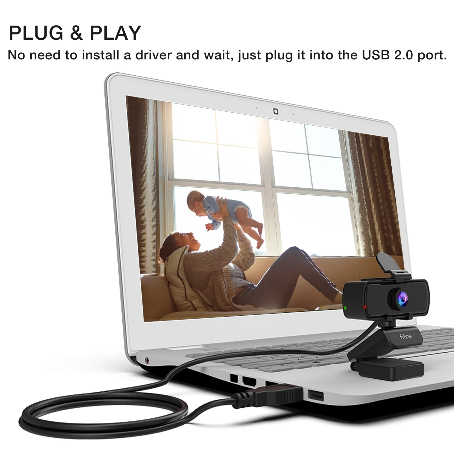 Веб-камера FIFINE 1440p Full HD для ПК с микрофоном штативом настольного компьютера и