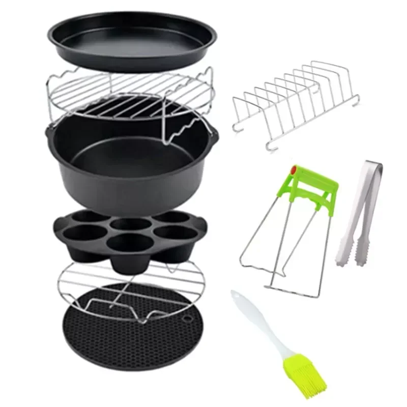 

Air Fryer Accessories 7 Inches for Airfryer 3.2-5.8QT Fryer, Baking Basket, Pizza Tray, Kitchen Cooking Tools