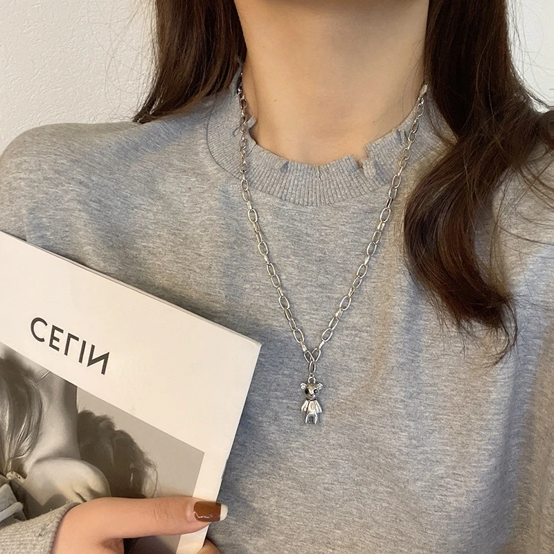 

Fashion Little Bear Pendant Necklace Cute New Hiphop Necklace for Women Morrocan Jewelry