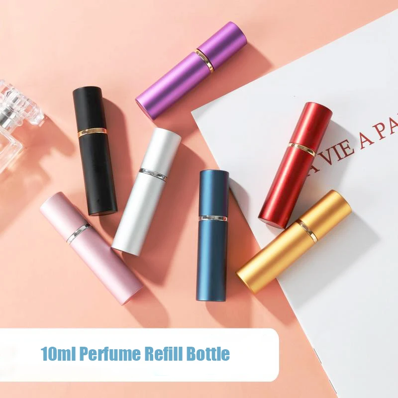 

10ml Refillable Mini Portable Perfume Atomizer Spray Bottle Empty Glass Parfume Bottles Aluminum Spray Jars Atoizers Tools New