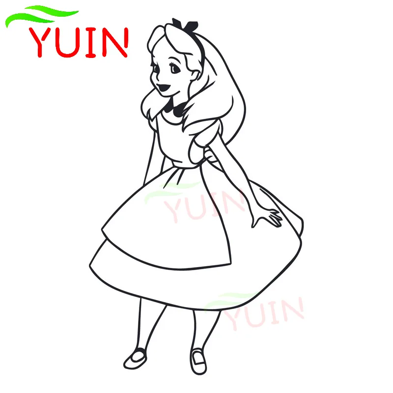 

Alice In Wonderland Simple Cartoon Decal Fashionable Body Decoration PVC Waterproof Car Sticker Black/White/Red/Laser/Silver