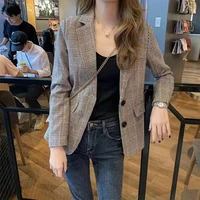 small suit jacket female spring and autumn thin new student short net red small temperament lattice suit female