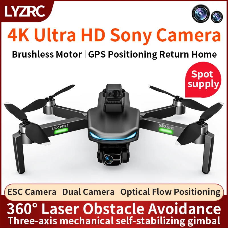 

LYZRC L800 PRO 2 MAX GPS 4K HD visual obstacle avoidance FPV Dual HD Camera Drones With Brushless Motor RC Quadcopter