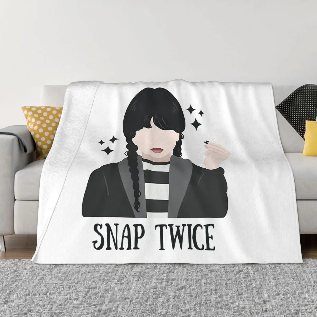 

Wednesday Snap Twice Blanket Flannel Spring Autumn Breathable Ultra-Soft Throw Blankets for Sofa Travel Bedspreads