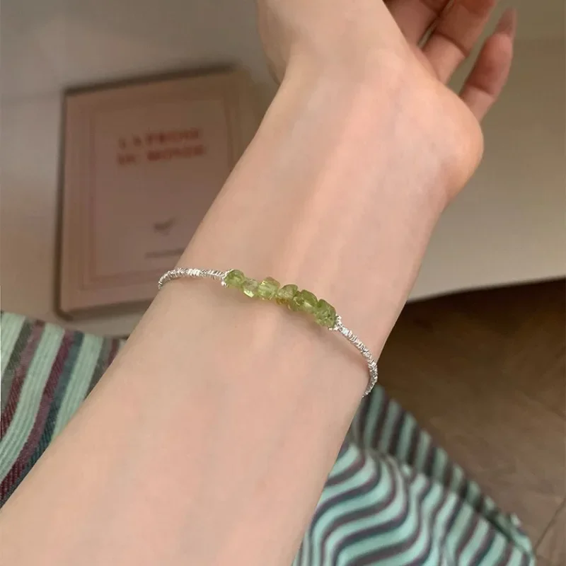 Sweetolive зеленый оливковый браслет с цирконом женский простой элегантный