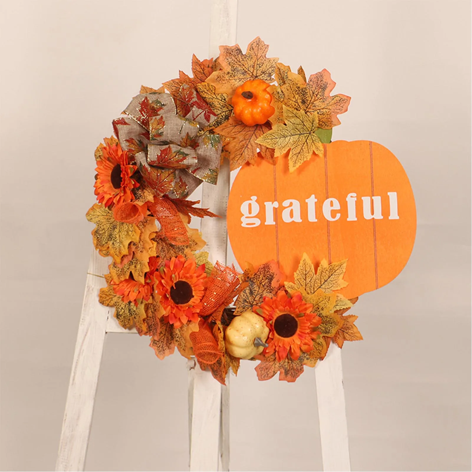 

2022 New Hot Sale Thanksgiving Wreath Fall Wreath With Maple Leaves And Pumpkin For Christmas Harvest Thanksgiving Decoration