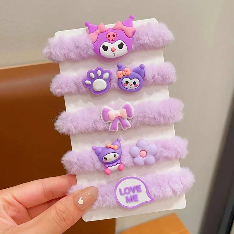 Sanrio Kuromi плюшевая веревка для волос милая резинка маленьких девочек эластичная