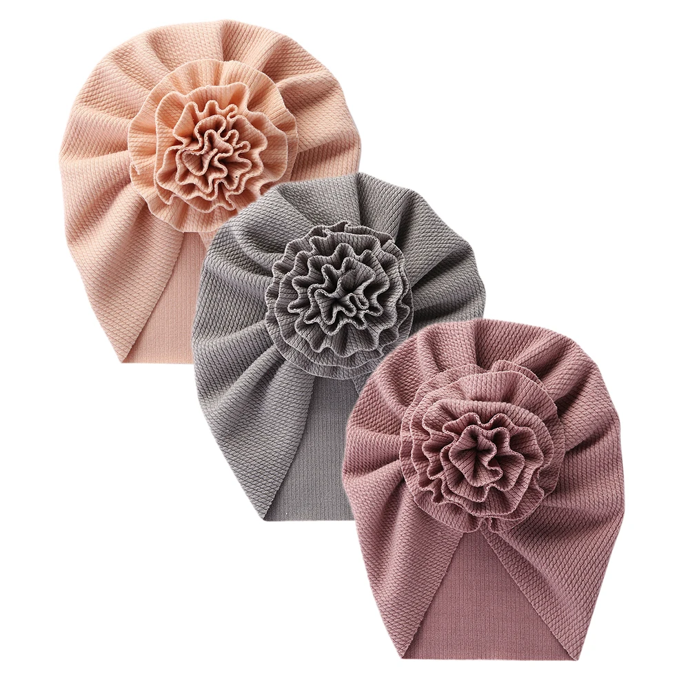 

Lovely Flower Baby Turban Hat Soft Elastic Kids Beanie Autumn Winter Solid Baby Girl Bonnet Hats for Newborn Infant Accessories