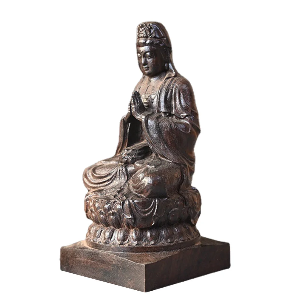

Деревянная Статуэтка Резной декор Quan Yin, домашний декор, Настольная Статуэтка для украшения офиса, буддизма