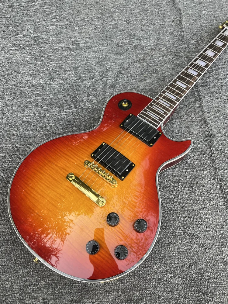 

Custom LP Electric Guitar Mahogany Body Flamed Maple Top Rosewood Fingerboard Block Inlay Sunburst Gloss Finish Free Shipping