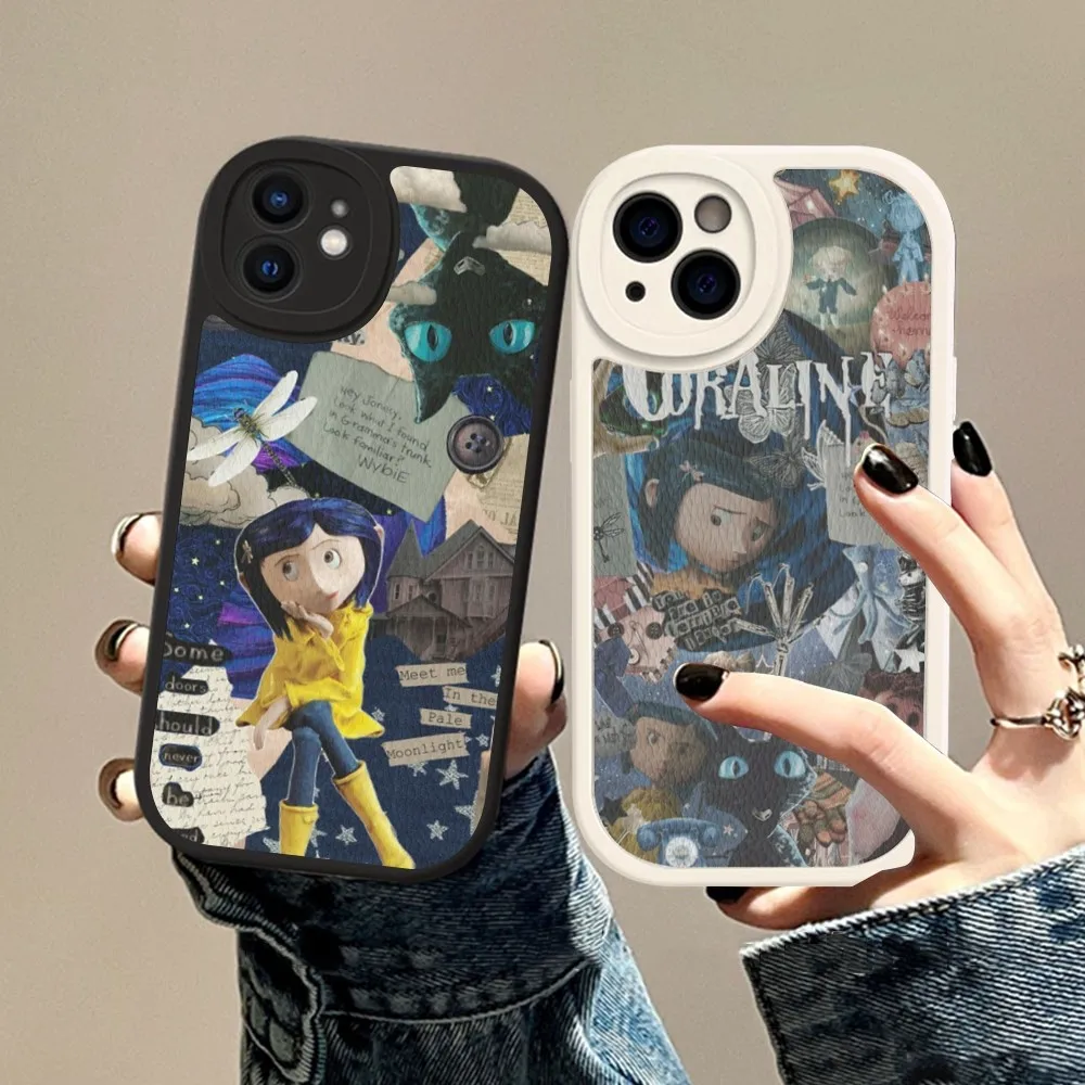 Anime C-coraline Phone Case Hard Leather For IPhone 16 15 14 13 12 Mini 11 Pro Max Xs X Xr 7 8 Plus Fundas