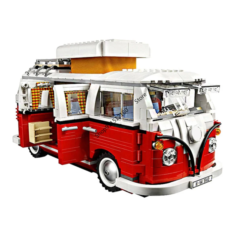 

2021 Новинка, 1354 шт., модель автомобиля, голубые блоки, Volkswagen T1, блоки для кемпера, фургона, совместимые с техническими характеристиками, 10220 бло...