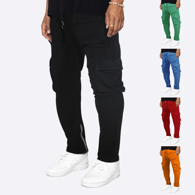 

Новинка, рабочая одежда, штаны с несколькими карманами, мужские прямые повседневные брюки из саржевой ткани