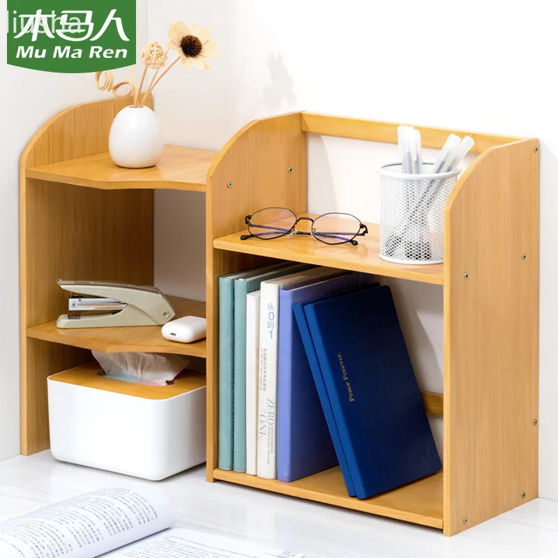 Simple bookshelf bookcase floor partition shelf solid wood multi-layer desktop dormitory children's student combination cabinet