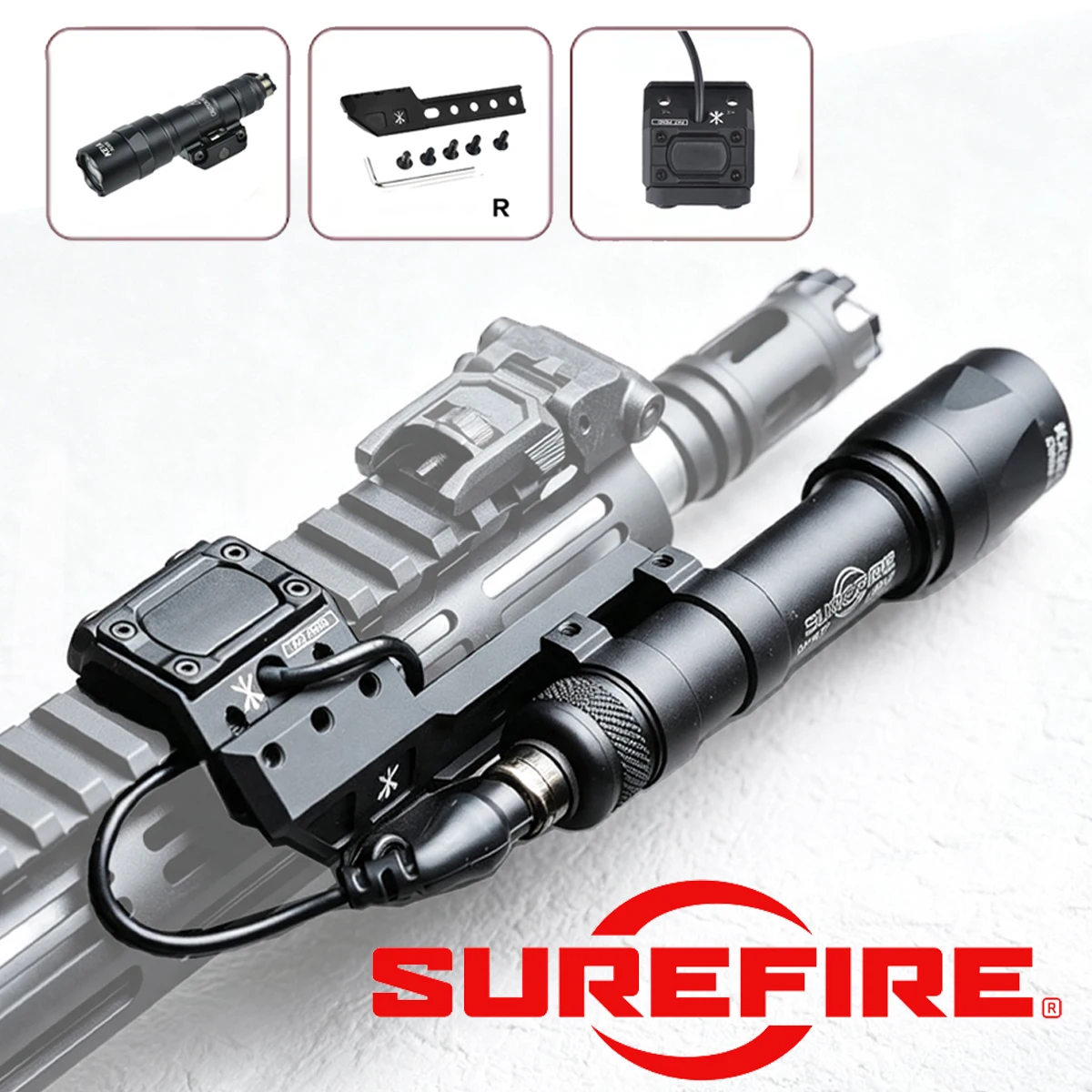 Фото Фонарь Surefire M600 M300 UNITY с двойным переключателем, тактический светодиодный прожектор для охоты, тактический фонарь для винтовки AR15, фонарь для страйкбола. №2