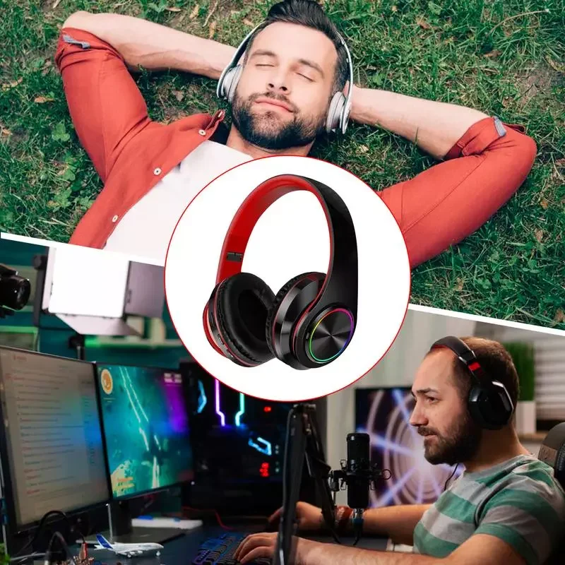 

NEW2023 Wireles Foldable Headphones Over-ear HiFi Stereo Headphones Over-ear Gaming Headset For Airplane Travel Work Workout Hom