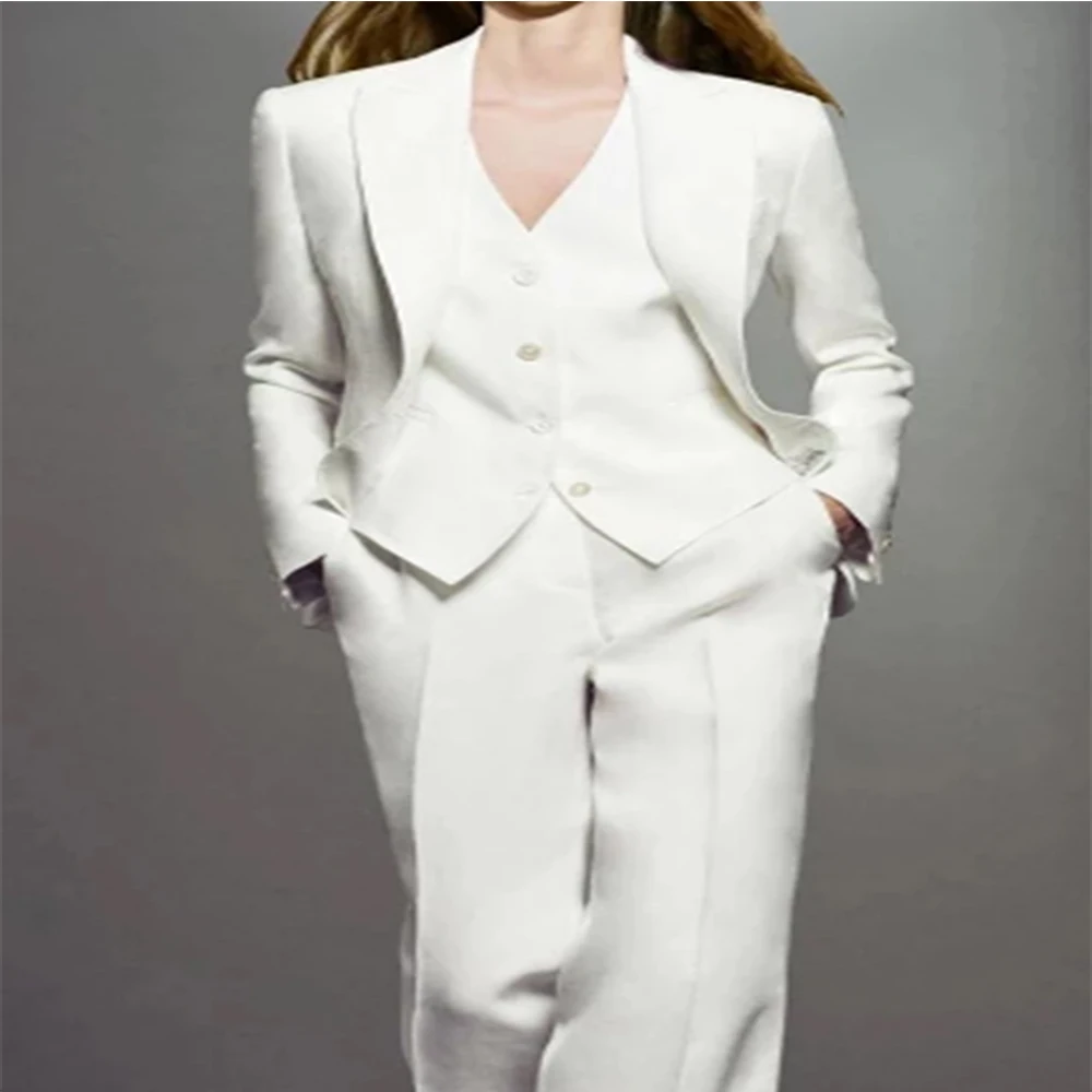 White Women Suit 3 Piece Women PantSuit Women's Suit Women Blazer Jacket & Trousers & Vest Suit For Women Set