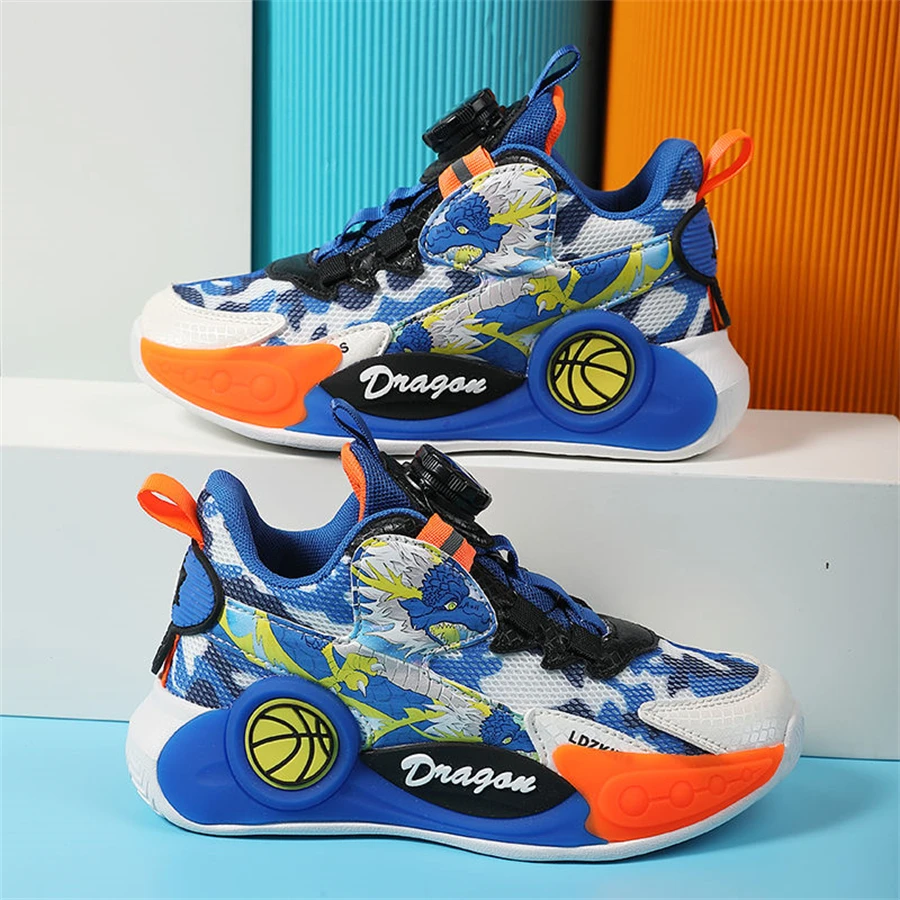 2023 New Best Quality Kid's Sports Shoes Students Brand Jordans Rotary Button Running Shoes Boys Basketball Sneakers