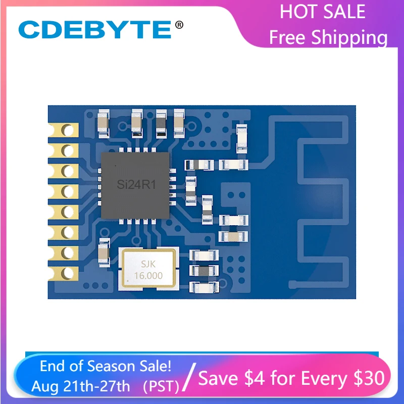 Радиочастотный модуль Si24R1 2,4 ГГц, nRF24L01 + GFSK ISM, стандартная SMD антенна PCB, беспроводной модуль приемника связи с усилением мощности Радиочастотный модуль Si24R1 2,4 ГГц, nRF24L01 + GFSK ISM, стандартная SMD антенна PCB, беспроводной модуль приемника связи с усилением мощности
