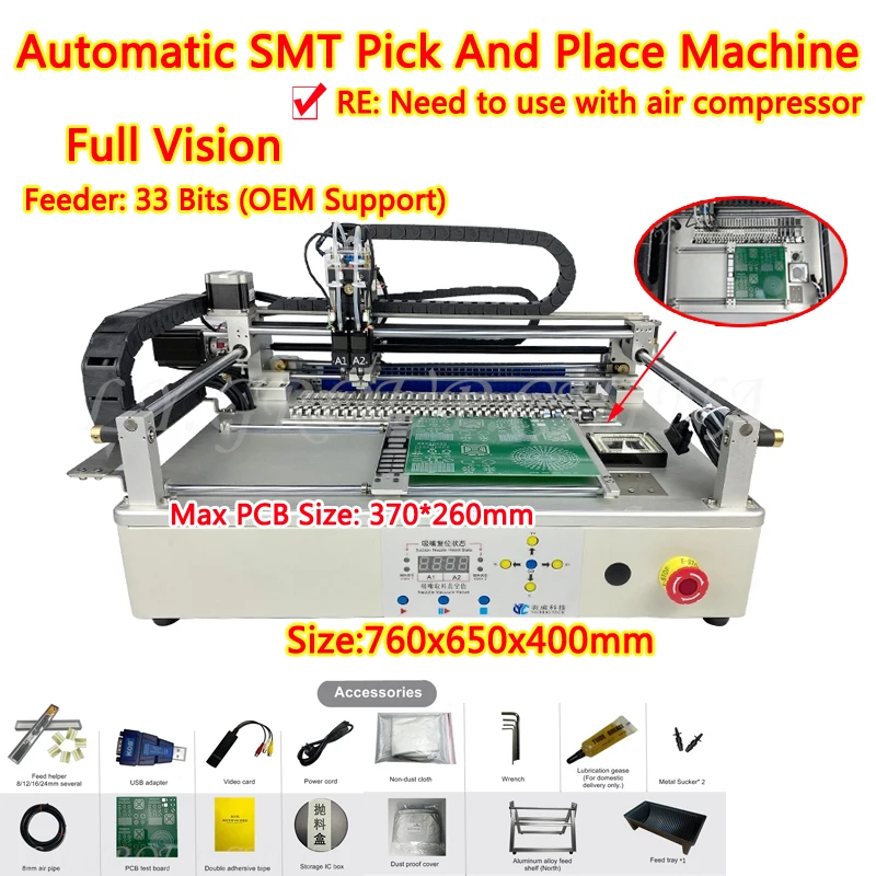 

LY Q1 High Speed 33 Bits With Full Vision Desktop Automatic SMT Pick And Place Machine Chip Mounter LED SMD Dual Heads For PCB